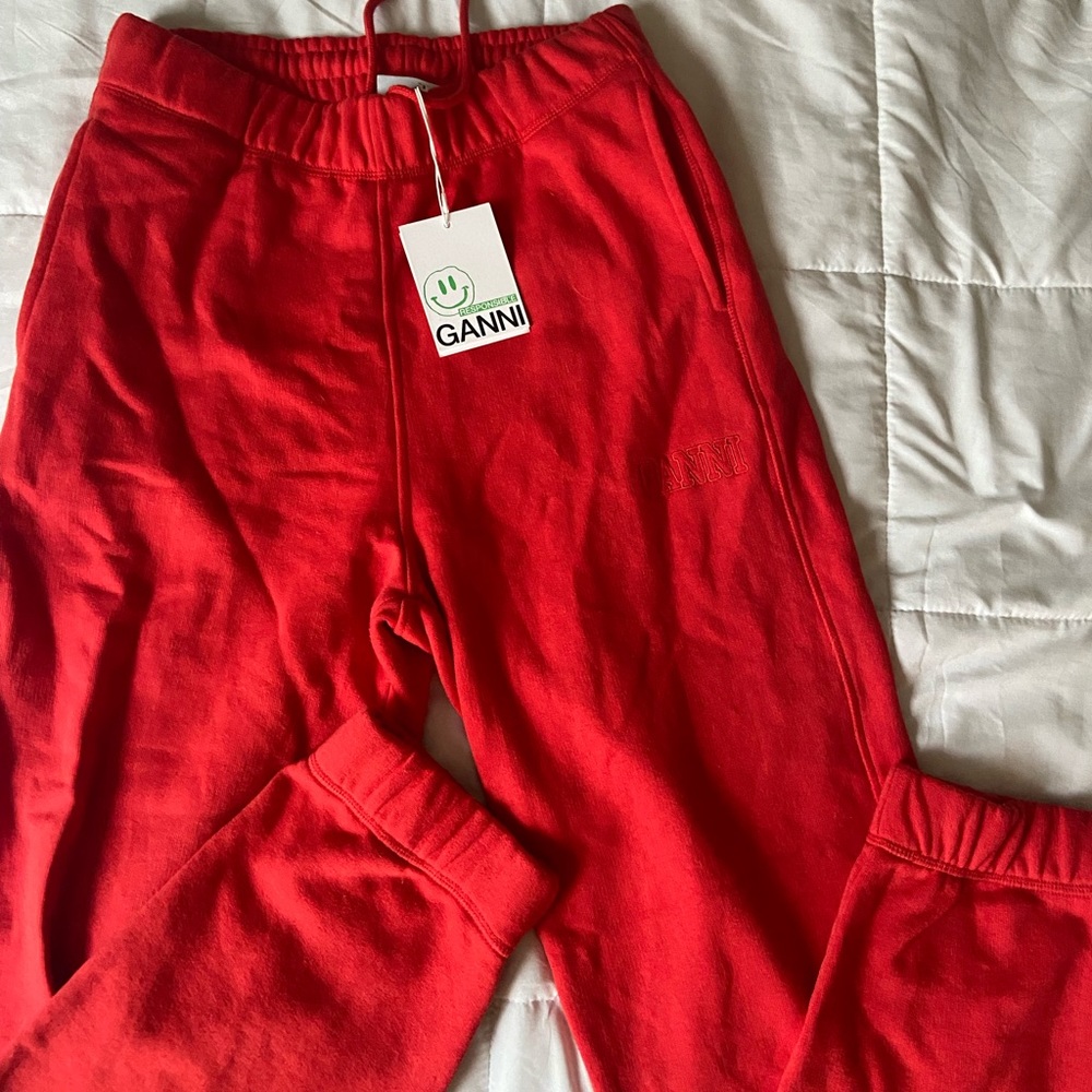 Ganni Red Flame Scarlet Sweat Pants